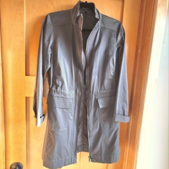 Eileen Fisher Satin Sheen Funnel-Neck Trench Coat - Picture 6 of 14